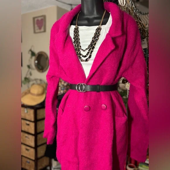 Vintage P.G.E. Mohair Knit Coatigan Blazer • Majestic Magenta • Oversized Luxe - Picture 3 of 17